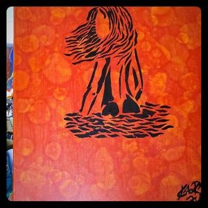 Original Art Painting on Canvas Abstract Red Girl